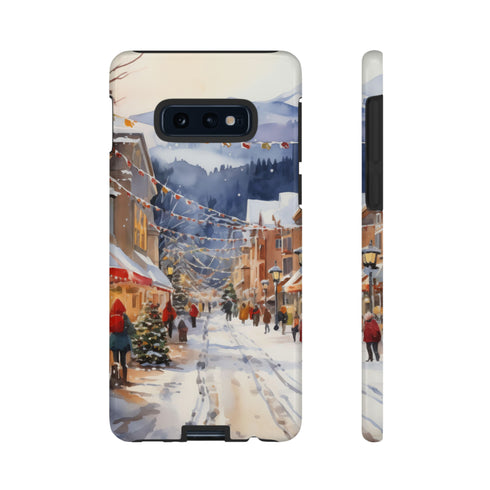Bustling Victorian Christmas Market - Impact Resistant Phone Case Samsung Galaxy S10E Glossy